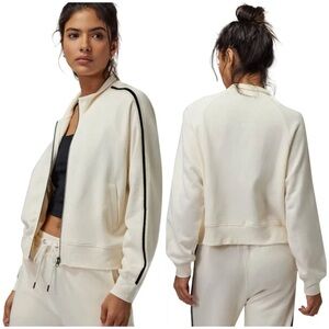 Spiritual Gangster Cream Bomber Jacket with Black Stripe